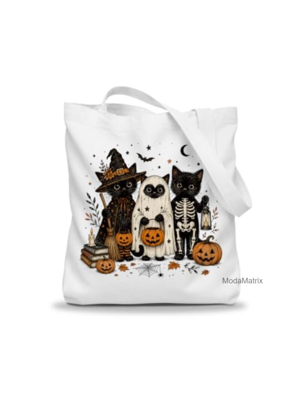 Halloween Canvas Tote Bag Reusable Gift for Fall Thanksgiving